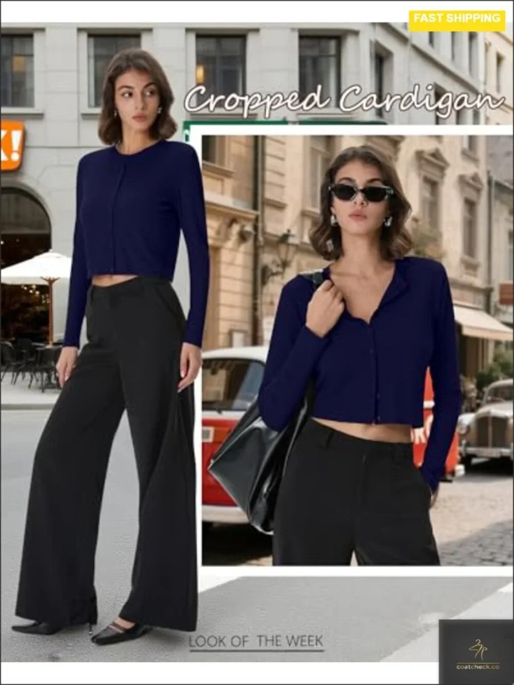 Cropped Cardigan Cotton Ribbed Knit Long Sleeve Crew Neck Open Front Button Down